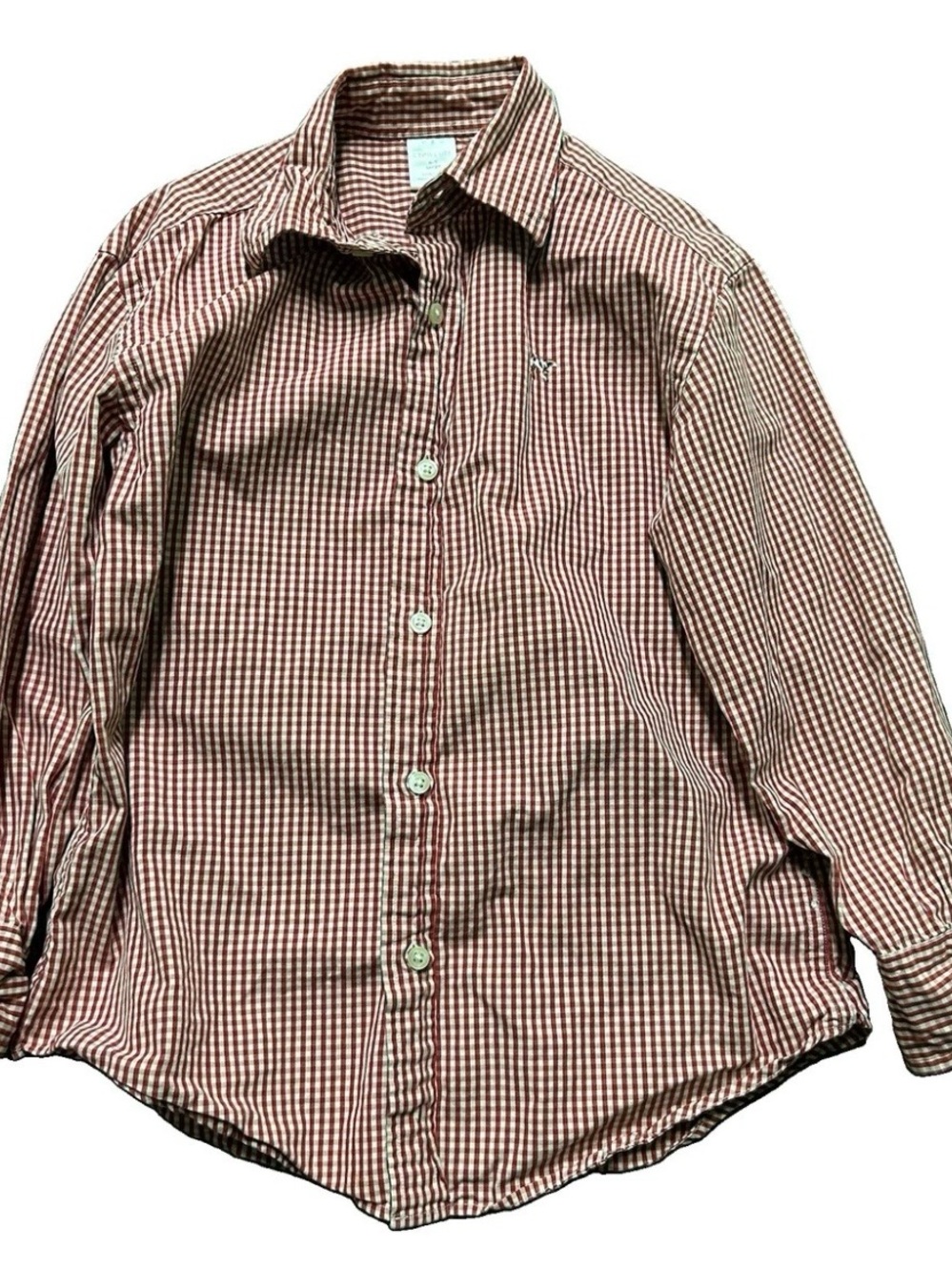 Boy’s J Crew Cuts Red White Plaid Button Up Shirt Size 6/7